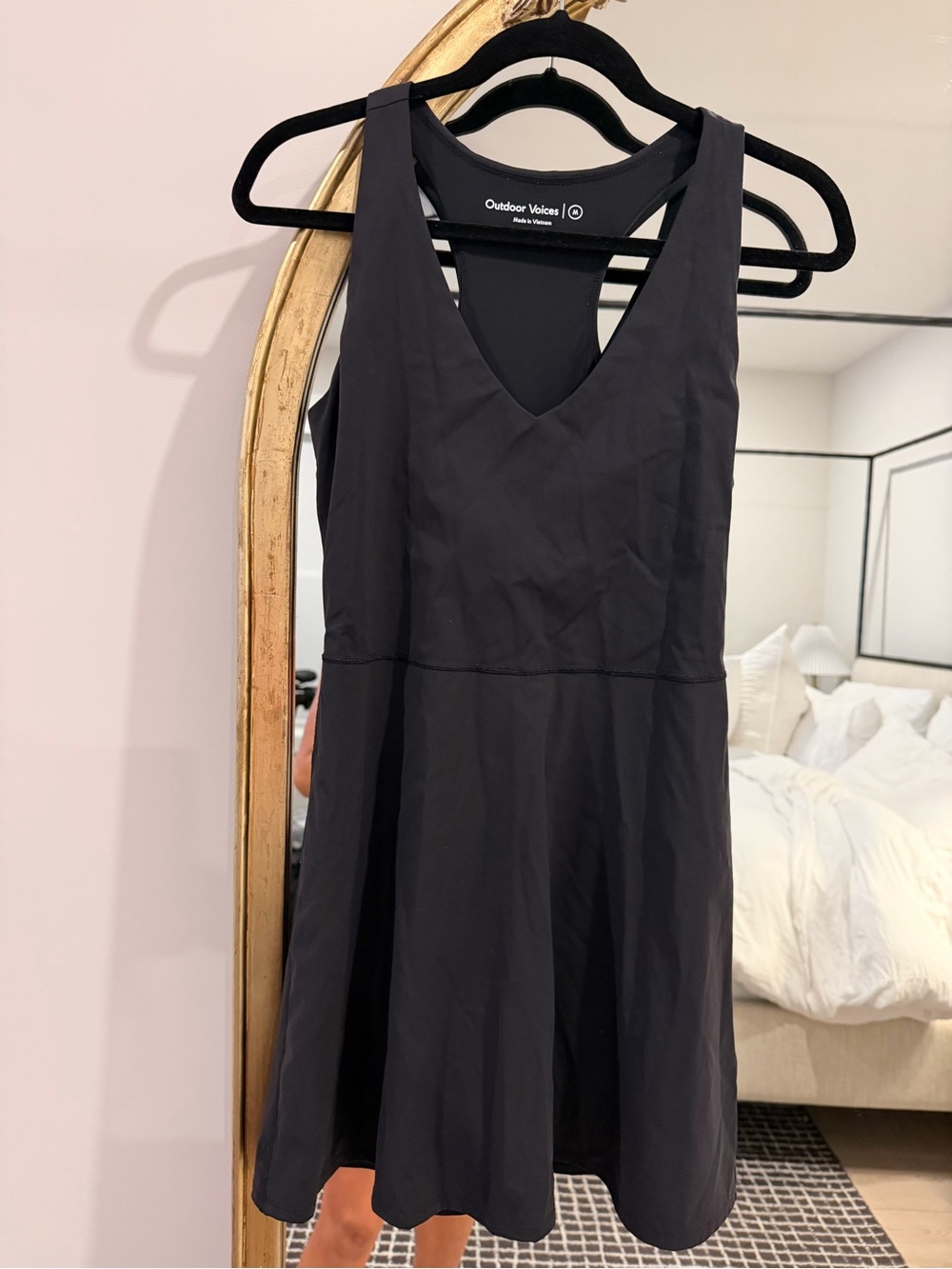 Outdoor Voices Black V-Neck Active Skater Dress